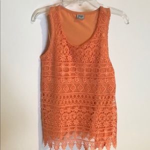 Girls Mayoral Papaya Crochet Tank Top